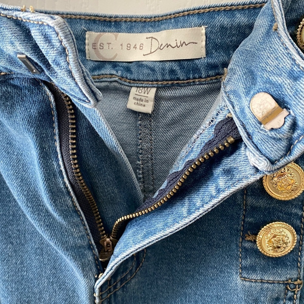 Cato Blue Denim Button-Front Skirt - Picture 5 of 7